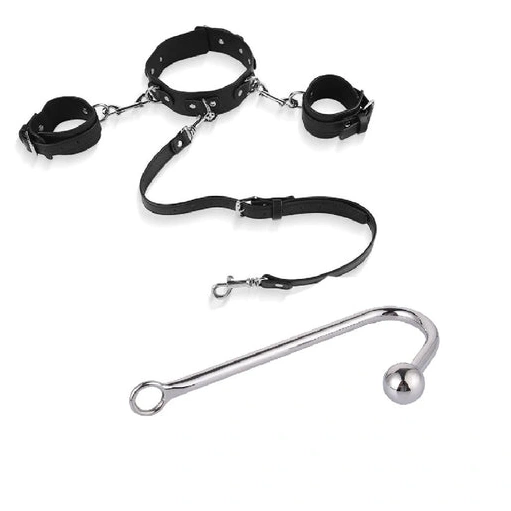 Anal Hook Collar with Beaded and 5334 Cuffs Elegant 0122